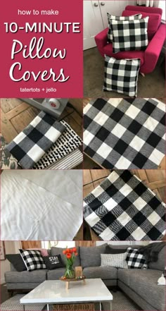 how to make 10 - minute pillow covers for couches and loveseats in less than 5 minutes