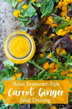 Ginger Dressing Japanese, Carrot Ginger Dressing, Sugar Carrots, Easy Salad Dressing Recipes, Ginger Salad Dressings, Easy Salad Dressing, Ginger Dressing, Vegan Salad Recipes, Refreshing Salad