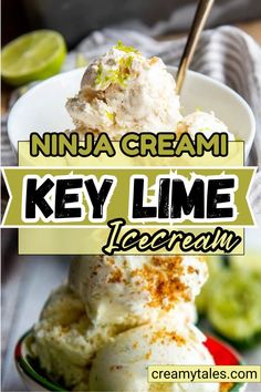 a bowl filled with key lime ice cream