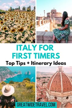 the collage of italy with sunflowers and other things to see in it