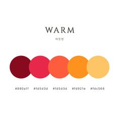 the color scheme for warm colors is shown in red, orange, yellow and pink