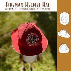 the fireman helmet hat is red and white