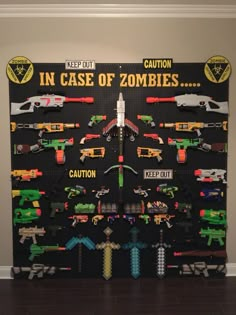 nice Nerf storage ideas! - A girl and a glue gun by http://www.best-home-decorpictures.us/boy-bedrooms/nerf-storage-ideas-a-girl-and-a-glue-gun/ Shelving For Electronics, Gamer Pegboard, In Case Of Zombies, Pegboard Storage, Gamer Room