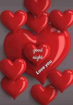 some red hearts with the words good night love you