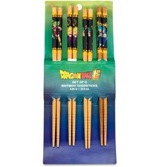 six bamboo chopsticks in a display box with the dragon logo on it's side