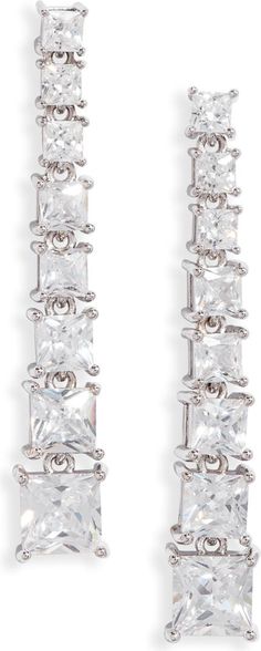 Nordstrom Cascading Cubic Zirconia Linear Drop Earrings | Nordstrom After Six, Steel Post, Fabric Gift Bags, Fabric Gifts, Low Light, Supply Chain, Oval Cut, Diamond Bracelet, Wedding Jewelry