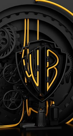 an abstract black and yellow background with the letter b on it's centerpiece