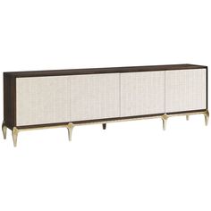 the sideboard is made from wood and fabric