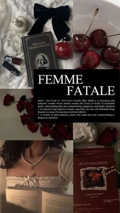 a collage of photos with the words femmme fatal