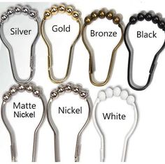 six different types of metal hair clips with beaded ends and beads on each side