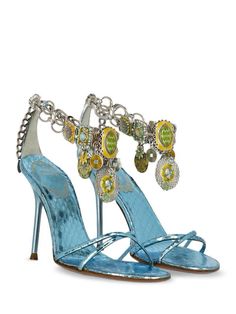 Rene Caovilla Funky Heels, Fashion Shoes Heels, Gunmetal Hardware, Rene Caovilla, Blue Heels, Woman Shoes