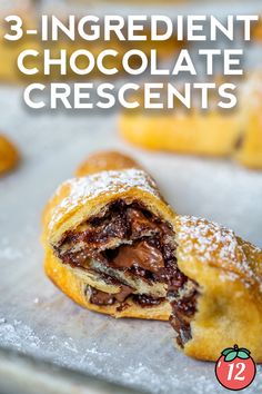 three ingredient chocolate crescents on a baking sheet