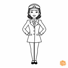 illustration of Easy flight attendant coloring page Cabin Crew, Travel Lover, Flight Attendant