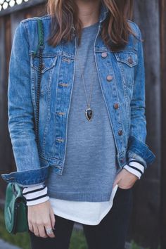 emeraldcitydreams Jean Jacket Outfits, Layering Outfits, Denim Jackets, Fall Looks, Primavera Estate