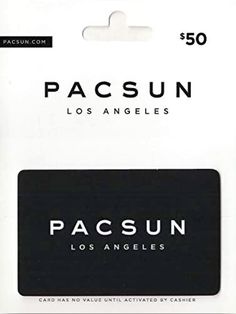 a card with the words pacsun and los angeles printed on it's back