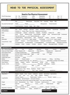 the head to toe physical assignment is shown in this document, which contains information for each student