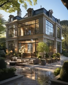 an artist's rendering of a large house in the middle of a garden area