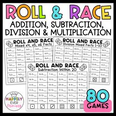 roll and race addition, subtraction, division & multiplication game