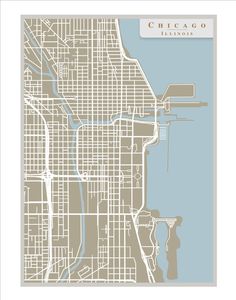 a map of chicago, illinois in light blue and white with the city's streets