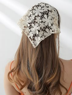 Aesthetic Head Accessories, Cottage Core Hair Accessories, Cottagecore Hairstyles, Flower Hairstyles, Cottagecore Hair, White Hair Accessories, Beige Accessories, Cottagecore Accessories, Lace Hair Accessories