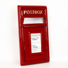 a red post box with a white background