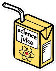 a sticker that says science juice with an image of a tube sticking out of it