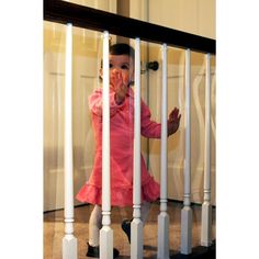 Introducing the Banister Shield, your solution for keeping children and pets safe from banisters and balcony openings. It features a durable, shatterproof, crystal-clear plastic roll that measures 33 inches in height and 15 feet in length. Its transparency ensures that it blends seamlessly with your home decor while providing essential protection. Included with your purchase is all the necessary hardware for easy installation. Plus, rest assured knowing that this product is BPA-free and recyclab Banister Remodel, Baby Gate For Stairs, Diy Baby Gate, Dog Gates, Indoor Balcony, Stair Gate, Safety Kit, Baby Gate, Baby Gates