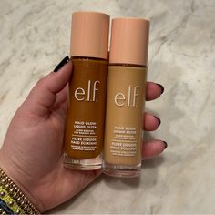 Elf Halo Glow Liquid Filter Foundation In Two Shades! Shade 2 - Fair/ Light Neutral Warm Shade 6 - Tan/Deep Warm Never Used, Only Dabbed Out A Tiny Bit On A Q-Tip To Test The Shades, Which Sadly Don’t Work For Me. Elf Foundation Shades, Elf Halo Glow Liquid Filter, Elf Halo Glow, Elf Foundation, Halo Glow Liquid Filter, Makeup Favs, Halo Glow, Elf Makeup, Foundation Shades