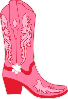 a pink cowboy boot with white flowers on the heel