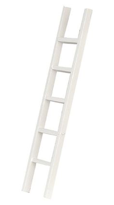 a white ladder is shown against a white background