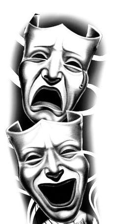 three faces with different facial expressions on them