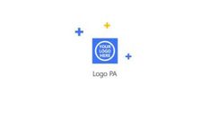 the logo for your local business is blue and white with yellow stars around it,