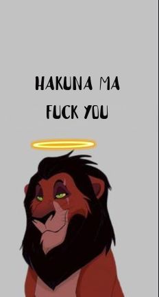 the lion king has an angel above his head and says hakuna ma f k you