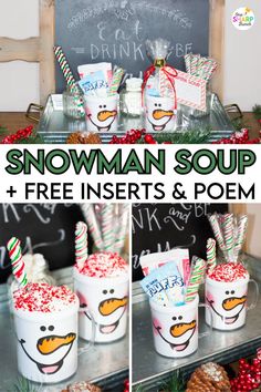 this snowman soup and free inserts is perfect for any holiday gathering or party