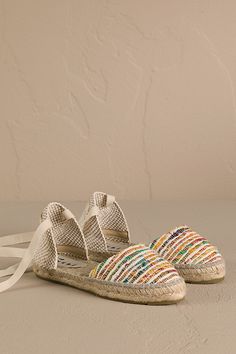 lat Valenciana Espadrilles in Multicolor Stripes by Manebi Summer Multicolor Flat Espadrilles, Multicolor Flat Espadrilles, Multicolor Flat Espadrilles With Woven Sole, Leather Slip-on Espadrilles With Stitched Sole, Multicolor Summer Slip-on Espadrilles, Straight Leg Denim, Dark Wash Denim, Light Wash Denim, Weekend Wear