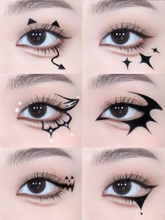 esto si q me lo ago en hallowen yo creo q es increible y me encanta Demon Eyeliner, Anime Makeup Kawaii, Kuromi Makeup, Cocoppa Hair, Visual Kei Makeup, Fantasy Make-up, Makeup Dark, Makeup Drawing