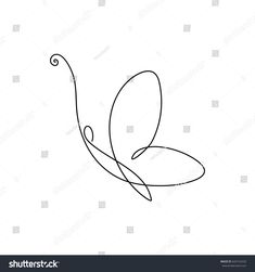 continuous line drawing of a butterfly on a white background, this is an easy to draw