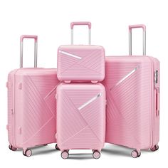 Description: Name: Luggage 4 Piece Sets(14/20/24/28) Main Material: Polypropylene Color: Black，Champagne，Peacock Blue，Pink Product Dimensions：18.30 x 10.80 x 29.00 in Product Weight：24.00 lbs Number of packages：1 Package Size：19.30 x 11.80 x 30.00 in Package Weight：26.50 lbs Packing list: 4 x Suitcase Travel Luggage Set, Pink Luggage, Hard Shell Luggage, Lightweight Suitcase, Lightweight Luggage, Storage Trunks, Luggage Shop, Checked Luggage, Suitcase Set