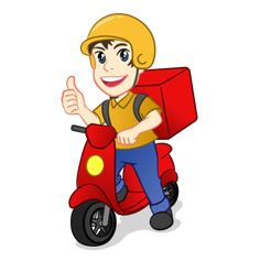 a man riding on the back of a red scooter giving a thumbs up