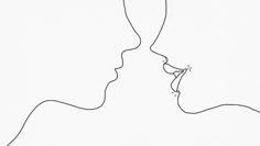 a line drawing of two people facing each other with one kissing the other's forehead