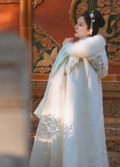 #ad Great Shopping Women Autumn Winter Chinese Hanfu Cape Cloak Fairy Hooded Floral Embroidery, Fashion womens jacket White Fur Cape, Womens Cape Coat, Chinese Embroidered, Red Fur, Fur Cape, Ankle Length Skirt, Capes For Women, Cape Coat, White Fur