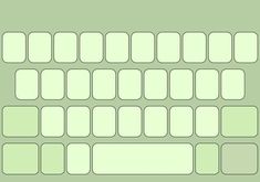 a computer keyboard is shown with several squares on the top and bottom half, all in light green