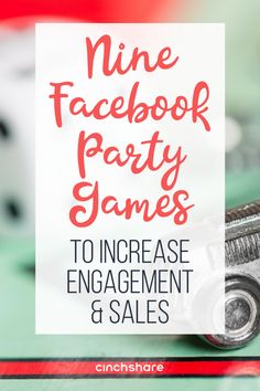 a pair of scissors with the words nine facebook party games to increase engagement and sales