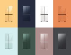 four different color variations of the same door