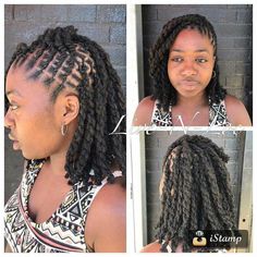 Loc Flat Twists, Medium Long Loc Styles, Retwist Styles For Locs Women, Lox Styles For Women Long, Braid Out Locs Styles, Loc Side Styles, Locs Rope Twist Styles, Short 2 Strand Twist Loc Styles