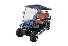 a golf cart with two seats on it