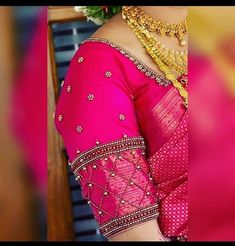 Blouse Designs Simple, Simple Wedding Blouse Designs, Simple Aari Work Blouse Design, Simple Aari Work Blouse, Simple Aari Work, Aari Work Blouse Design, Pink Blouse Designs, Blouse Maggam Work, Silk Saree Blouse Designs Patterns