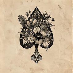 Radiant Spade Tattoo Design Kit Botanical Heart Tattoo, Feminine American Traditional Tattoos Black, Spade Tattoo Design, Traditional Patchwork Tattoo, Leather Tattoo, Tattoo Font Styles, Ace Of Spades Tattoo, Arm Tattoos Drawing, Spade Tattoo