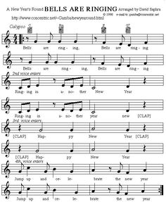 sheet music with the words bells are ringing