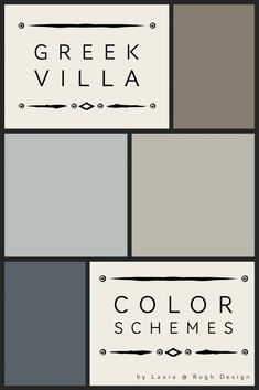 the logo for greek villa color schemes